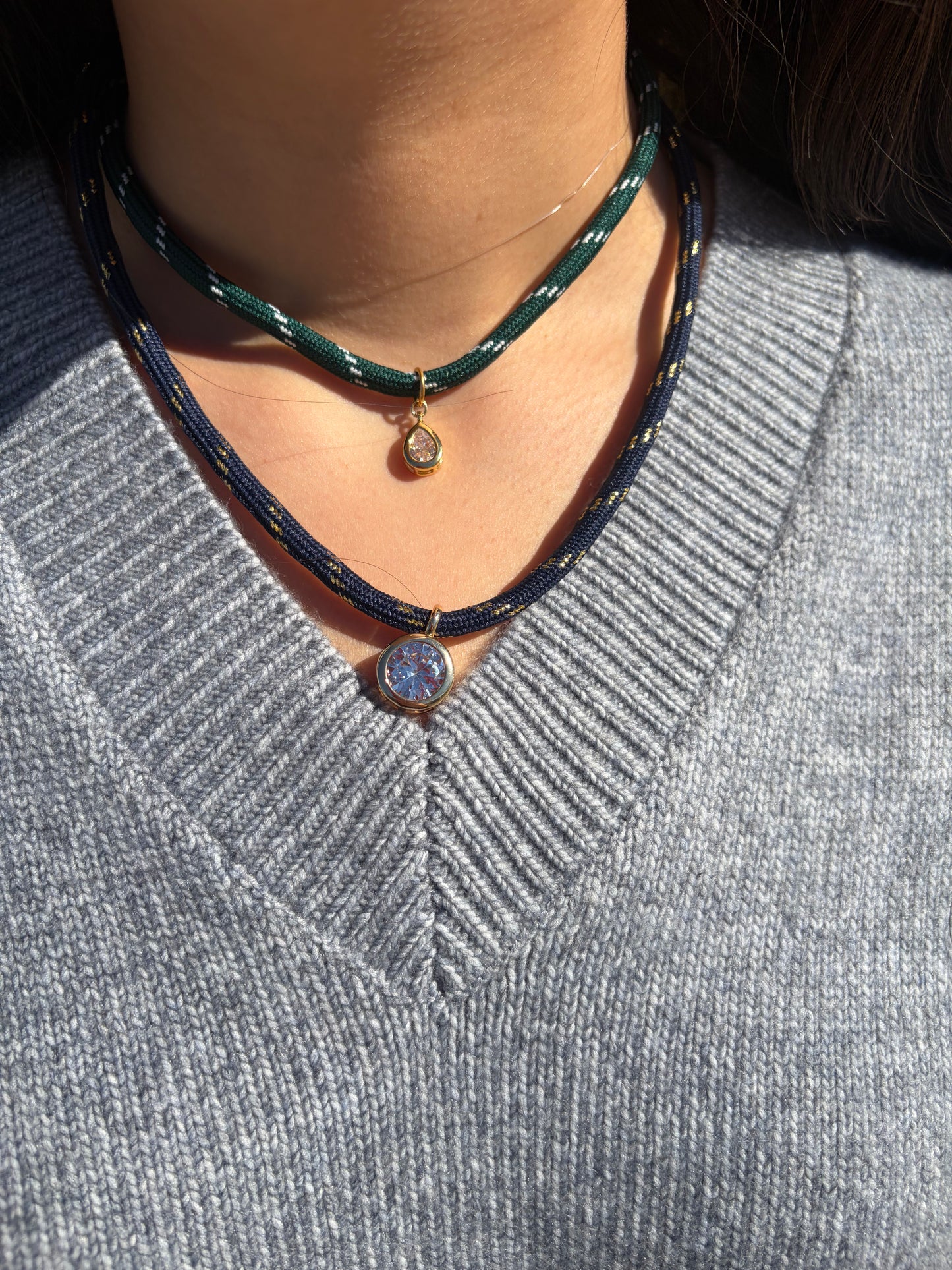 Navy Lucky Charm with Round Pendant