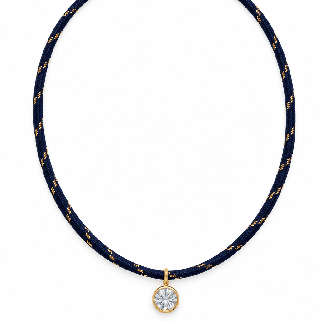 Navy Lucky Charm with Round Pendant