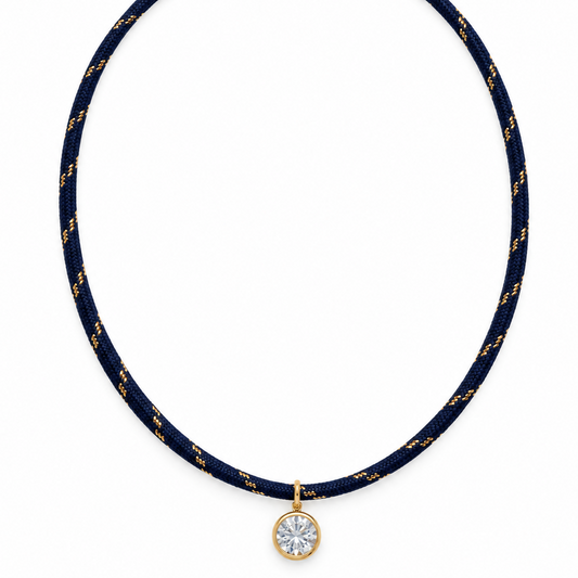 Navy Lucky Charm with Round Pendant